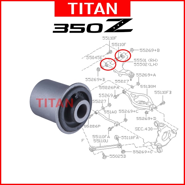 NISSAN FAIRLADY 350Z Z33 SKYLINE V35 REAR UPPER ARM BUSH