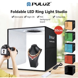 PULUZ สตูดิโอถ่ายภาพแหวน LED 30ซม.กล่องยิงเต็นท์เดสก์ท็อปชุดกล่อง6สีพื้นหลังการถ่ายภาพ LightBox ชุด5V