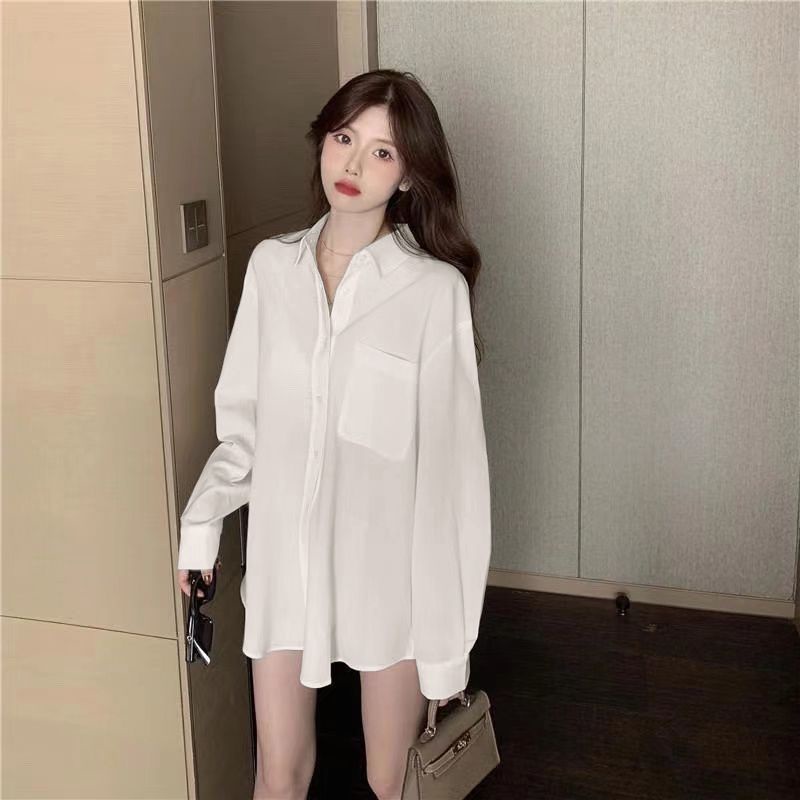 พร้อมส่ง  เสื้อเชิ้ตแขนยาว  S-5XL   โอเวอร์ไซต์ มีไซต์คลุมกันแดด ใส่ทำงาน