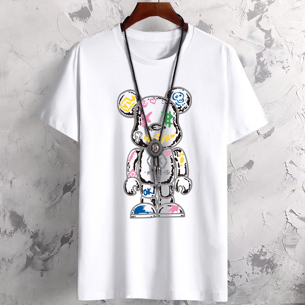 จัดส่งด่วนเสื้อยืดคอกลมแขนสั้นลายสวยผ้าดีใส่ได้ทั้งชายและหญิงD410