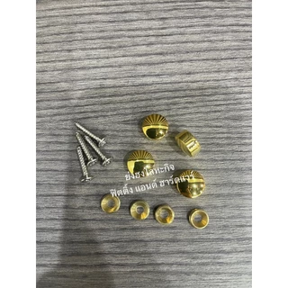หมุดปิดหัวน๊อต หมุดยึดกระจก หมุดยึดอะคริลิค สีทองเงา ขนาด 1/2 นิ้ว (12.7 mm.) แพ็ค 4 ชุด 200-1/2-G