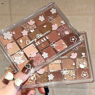 Dikalu Night Sakura Dance อายแชโดว์ Palette 20สีขนาดใหญ่ลูกปัด Matte Earth Milk Tea สี Cherry Blossoms Nuuo