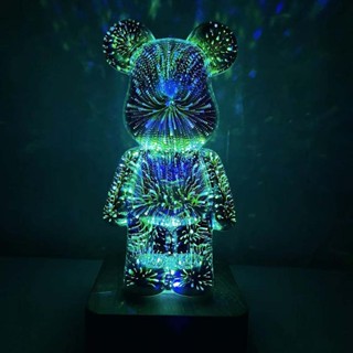 3D Firework Bear  Lamp Creative Colorful Lights Color-Changing Household Night Light Glass Desktop Decoration Atmosp Lamp