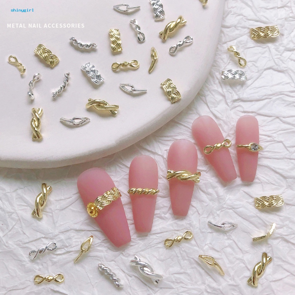 [SG] อุปกรณ์ตกแต่งเล็บ โซ่บิด อัลลอย แวววาว สําหรับตกแต่งเล็บ 20 ชิ้น