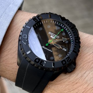 Seikomod 5Sport Green Milguass Hand Black Rubber Strap