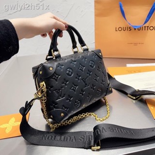 ❈▩◑[พร้อมกล่อง] 2022 Catwalk Petite Malle Souple Cowhide Shoulder Bag for Woman Crossbody Bag Embossed