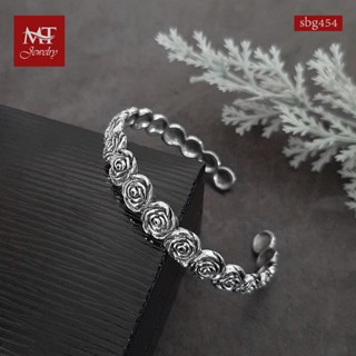 MT กำไลข้อมือเงินแท้ ดอกกุหลาบ งานรมดำ ข้อมือ 16, 17 ซม. Solid 925 Sterling Silver Bangle (sbg454) MT Jewelry มณีธารา