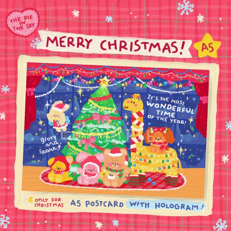 โปสการ์ดคริสมาสต์น่ารัก ขนาด A5 Thepieinthesky Postcard Christmas