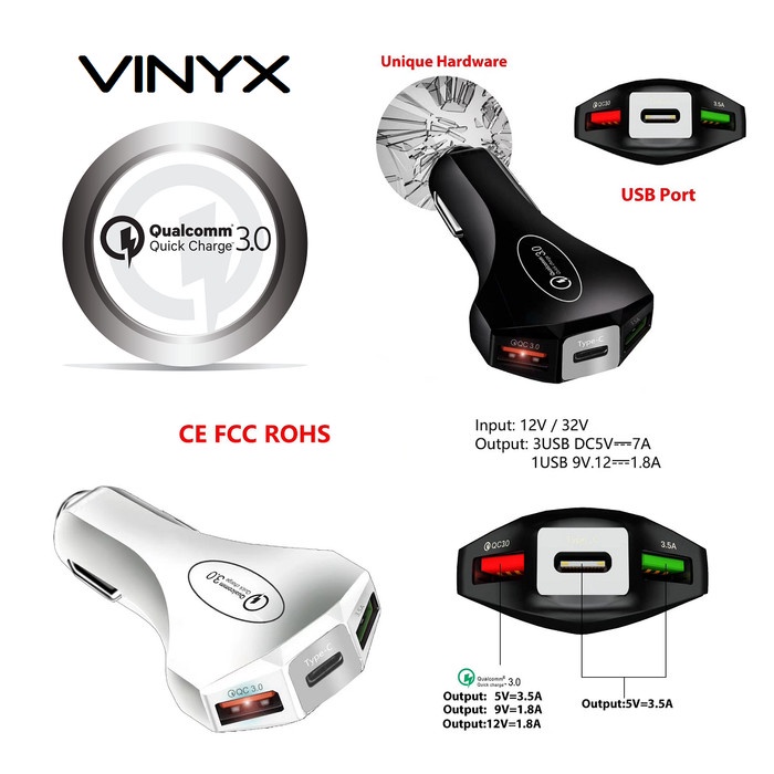 Fast Charging Car Charger Car HP Charger Car Lighter USB Type C PD Quick Charge QC 3 0 BK 354 FLAT P
