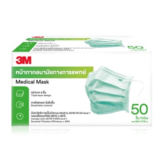 3M Nexcare Mask Medical Mask หน้ากากอนามัยสีเขียว (1 กล่อง 5…