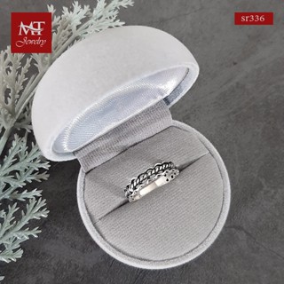 MT แหวนเงินแท้ ลายเชือก ขอบหยัก งานรมดำ ไซส์: 54 Solid 925 Sterling Silver Oxidized Ring (sr336) MT Jewelry มณีธารา