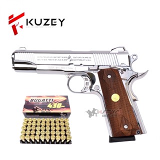 แบลงค์กัน KUZEY M1911 5”นิ้ว ม้ากลาง 100 YEAR เงินเงา ด้ามไม้ แถมลูก 1 กล่อง ผู้ซื้อต้องอายุ 21 ปีขึ้นไป ส่งภาพถ่ายบัตร