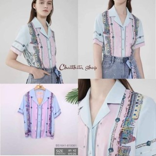 BS-005//เสื้อเชิ้ตแขนสั้น พิมพ์ลาย  เนื้อผ้าใส่สบาย ไซต์xl มือ1 พร้อมส่ง