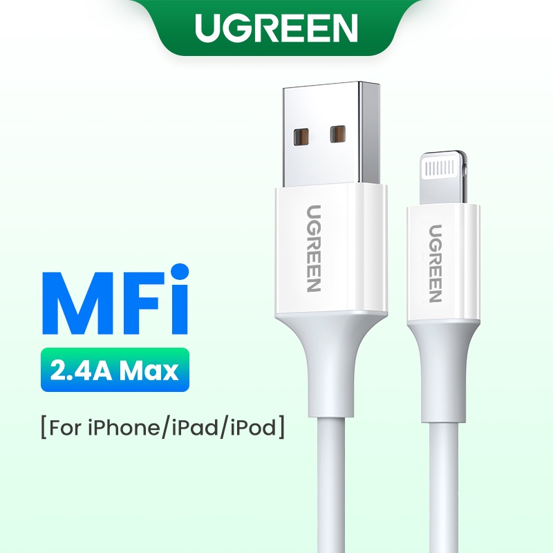 Ugreen สายชาร์จ USB 2.4A MFi เป็น Lightning ชาร์จเร็ว สําหรับ iPhone 14 13 12 11 8 iPhone 12 Pro iPh