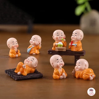 เณรน้อยจอมซน [ เซต 7 ชิ้น ] ตุ๊กตาจิ๋ว โมเดลจิ๋ว ตุ๊กตาแต่งสวน