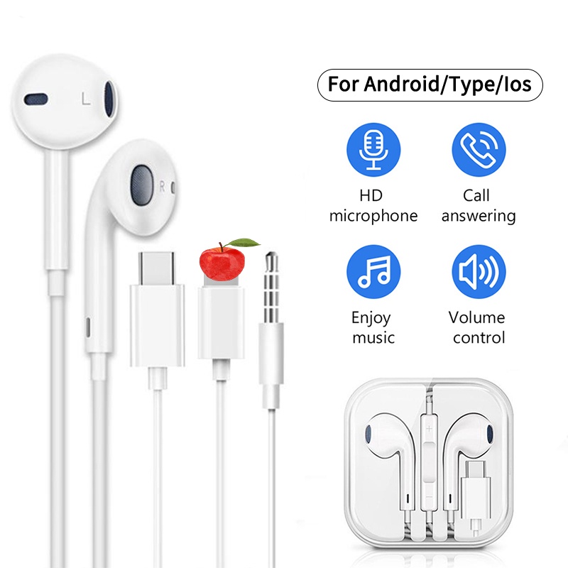 หูฟังอินเอียร์ เสียงเบส HiFi ตัดเสียงรบกวน Type-c 3.5 มม.