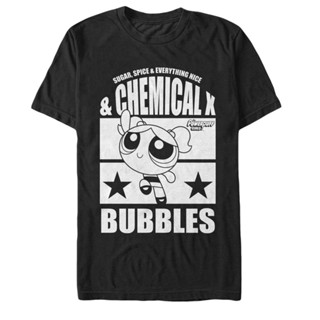 สาวน้อยมหัศจรรย์บินเสื้อยืดผ้าฝ้ายพิมพ์ลายสไตล์ใหม่ขายร้อน Fifth Sun The Powerpuff Girls Mens Chemical X Bubbles Men