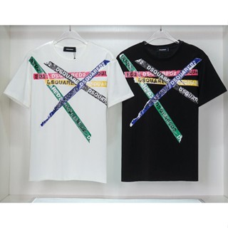 Dsquared2 เสื้อยืดแขนสั้น ผ้าฝ้าย พิมพ์ลาย แฟชั่นสําหรับผู้ชาย และผู้หญิง