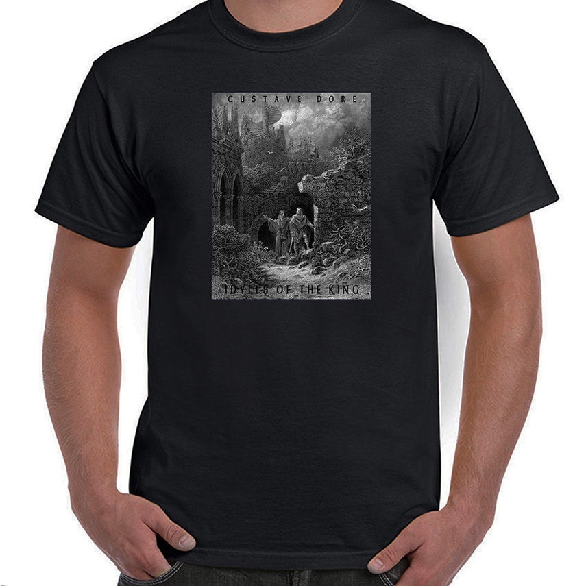 Idylls Of The King, Merlin & King Arthur, Gustave Dore ใหม่ล่าสุด Tees แฟชั่นผู้ชาย Hipster Tees ฤดู