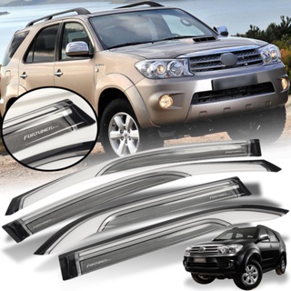 กันสาดประตู รุ่น โตโยต้า ฟอร์จูนเนอร์ TOYOTA FORTUNER ปี 2005 - 2011 สีขาว ขอบดำใส 4 ชิ้น