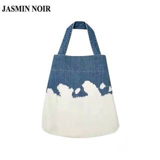 Jasmin NOIR กระเป๋าสะพายไหล่ กระเป๋าถือ ผ้ายีน เรียบง่าย ขนาดใหญ่ สําหรับสตรี