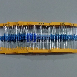 (5 ตัว) ตัว R ตัวต้านทาน 1/2W ขนาด 1K ถึง 91K รีซิสเตอร์ Resistor ฟิล์มโลหะ Metal Film 1/2W 0.5W 1% #MF 1/2W