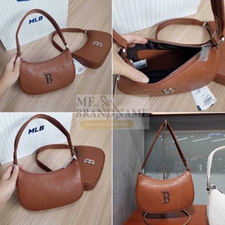 ของแท้ 💯% Mlb Monogram Embo hobo Bag กระเป๋าสะพายหนังโฮโบ กระเป๋าทรงพอช