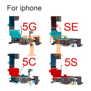 1 ชิ้น ด้านล่าง USB ที่ชาร์จ Flex สําหรับ iphone 5 5S SE 2020 พอร์ตชาร์จ แท่นชาร์จ เชื่อมต่อ สายเคเบิลอ่อน พร้อมไมโครโฟน อะไหล่เปลี่ยน