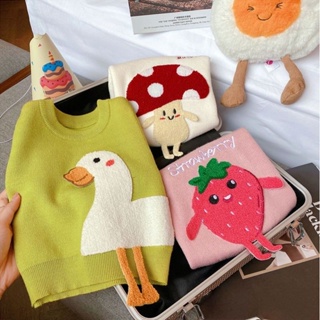 [Babycat] พร้อมส่ง เสื้อกันหนาว ผ้าถัก แบบสวมหัว ปักลายการ์ตูน แฟชั่นฤดูใบไม้ร่วง ฤดูหนาว สไตล์เกาหลี ญี่ปุ่น สําหรับเด็กผู้หญิง 2022