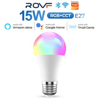 Rovf หลอดไฟ LED 15W Tuya อัจฉริยะ Wi-Fi RGB WiFi อัจฉริยะ