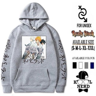 Jxlq XXS-4XL เสื้อกันหนาว มีฮู้ด ผ้าฝ้าย ลายอะนิเมะ THE PROMISE NEVERLAND THREE CHARACTER: EMMA RAY NORMAN สําหรับผู้ชาย