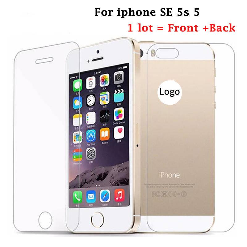ด้านหน้า + ด้านหลัง 9H กระจกนิรภัยสําหรับ iPhone SE 2016 5 5S Anti-scratch ป้องกันการระเบิดป้องกันหน