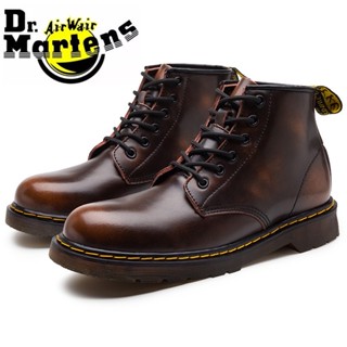 DR.MARTENS รับประกันคุณภาพ พลัสไซซ์ 35-48 New England Dr. รองเท้าบูทมาร์ติน หนังวัวแท้ แบบหนา 6 หลุม สไตล์คลาสสิก สําหรับผู้ชาย และผู้หญิง เหมาะกับการขี่รถจักรยานยนต์