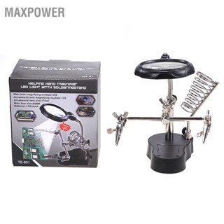 Maxpower แว่นขยายบัดกรี Led พร้อมคลิปเสริม สําหรับซ่อมแซมฮาร์ดแวร์