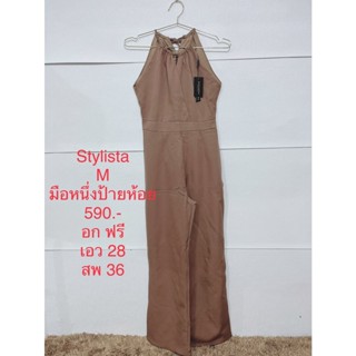 จั๊มสูทขายาว สีน้ำตาล STYLISTA SIZE M มือหนึ่งป้ายห้อย