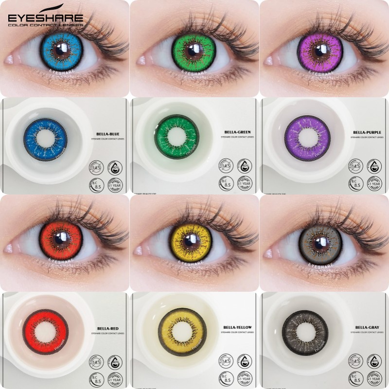 Eyeshare 2 ชิ้น/คู่ Bella Color Rendering คอสเพลย์คอนแทคเลนส์สําหรับดวงตา