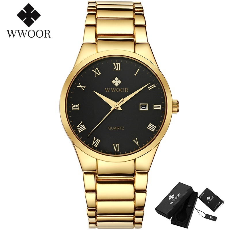 WWOOR นาฬิกาควอตซ์ กันน้ำ สายสเตนเลส สินค้าแฟชั่น สำหรับผู้ชาย-8830