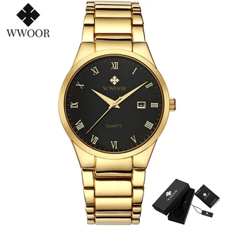 WWOOR นาฬิกาควอตซ์ กันน้ำ สายสเตนเลส สินค้าแฟชั่น สำหรับผู้ชาย-8830