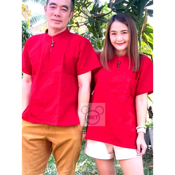 ⛩ตรุษจีน⛩เสื้อผ้าฝ้านคอจีน NKT.23 ฝ้ายคอจีนใส่ได้ชายหญิง