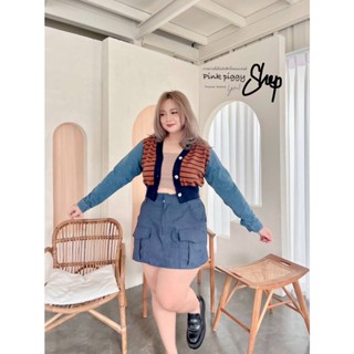 🔥Plussize🔥ชุดเซทเสื้อ+กางเกงคนอ้วน🔥  เสื้อคลุม  อกติดกระดุม 40-46       กระโปรง  เอว 32-44