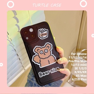 [พร้อมส่ง] เคสโทรศัพท์มือถือหนัง ลายการ์ตูนหมี สําหรับ Apple iPhone 14 13 12 11 PROMAX XS XR XSMAX SE2020 6 7 8PLUS MINI