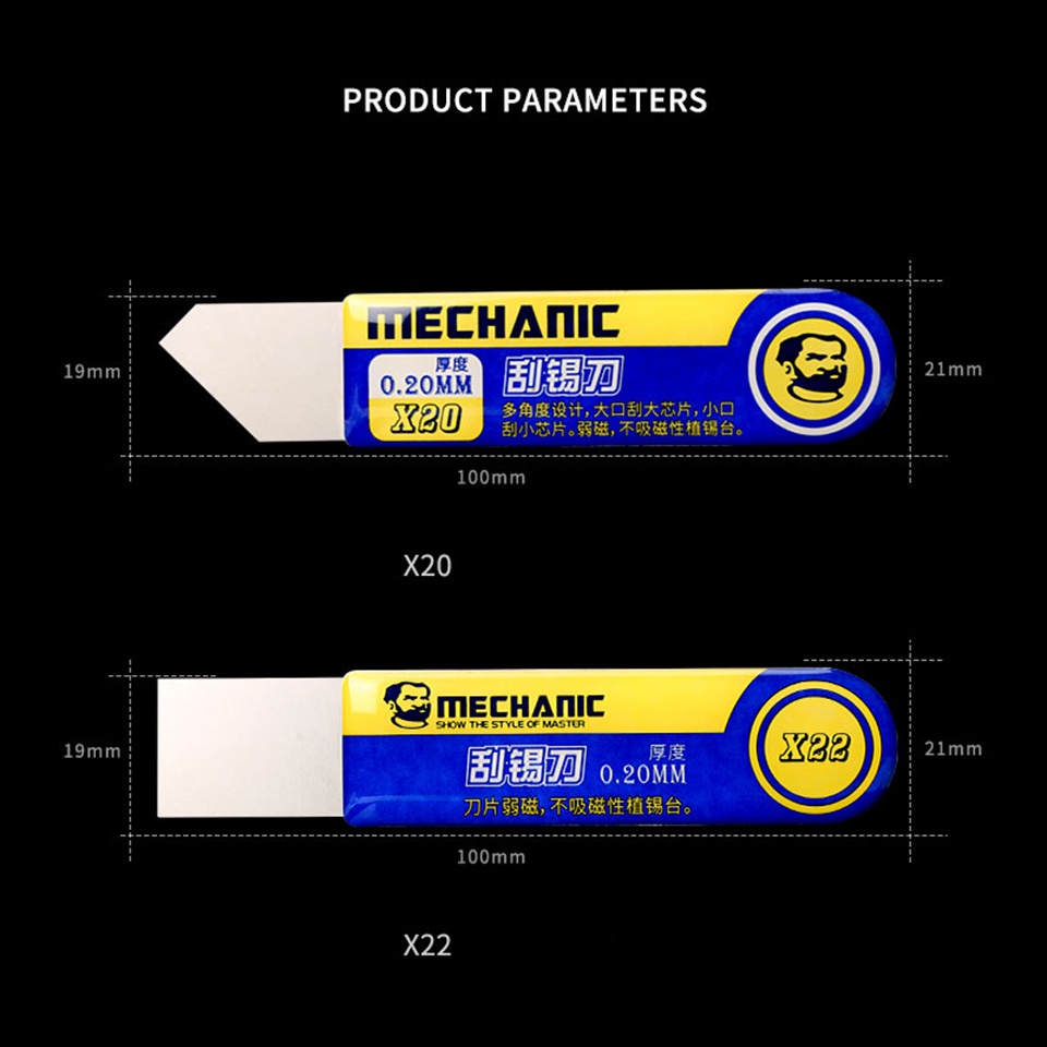 Mechanic X20 & X22 Solder Paste Tin Scraper blade Scraper ดีบุกปลูกสําหรับ BGA Stencil Reballing โทรศัพท์มือถือซ่อมเครื่องมือ