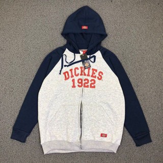 Dickies 1922 เสื้อแจ็กเก็ต มีฮู้ด มีซิป สีเทากรมท่า สไตล์วินเทจ