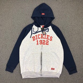 Dickies 1922 เสื้อแจ็กเก็ต มีฮู้ด มีซิป สีเทากรมท่า สไตล์วินเทจ