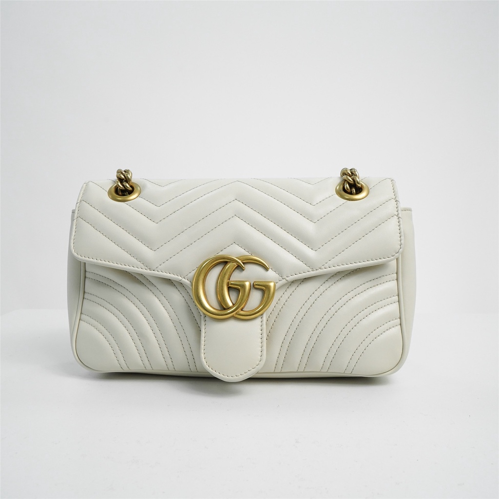 Gucci Gucci marmont Mamon 26 กระเป๋าสะพายข้างสีขาว