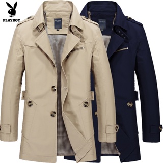 Playboy Mens Casual Jacket Windbreaker Cotton Wash Coat