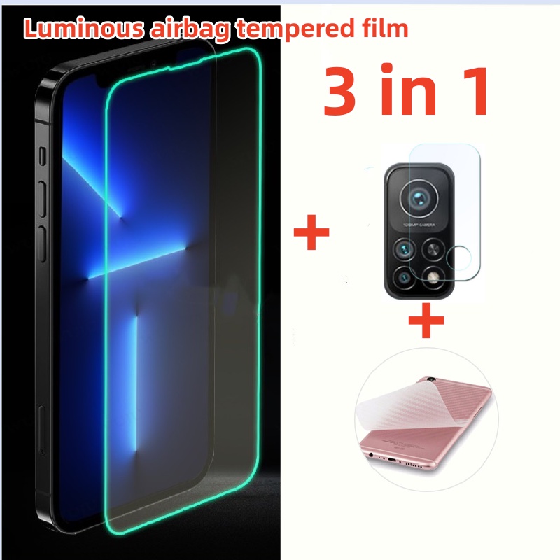 3in1 ฟิล์มกระจกนิรภัยกันรอยหน้าจอ เรืองแสง สําหรับ Huawei Y9 Y9S Y7A Y7p Y6 Y8p Y6o Y6s Pro Prime 20