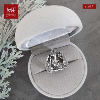 MT แหวนเงินแท้ พระพิฆเนศ งานรมดำ ไซส์: 59, 61 Solid 925 Sterling Silver Ring (sr617) MT Jewelry มณีธารา