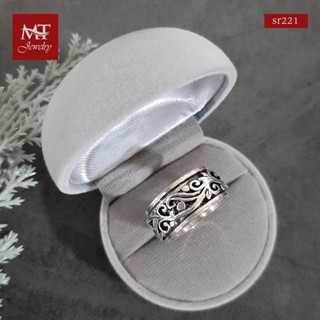 MT แหวนเงินแท้ ลายไทย งานรมดำ แบบหมุนได้ ไซส์: 58 Solid 925 Sterling Silver Ring (sr221) MT Jewelry มณีธารา