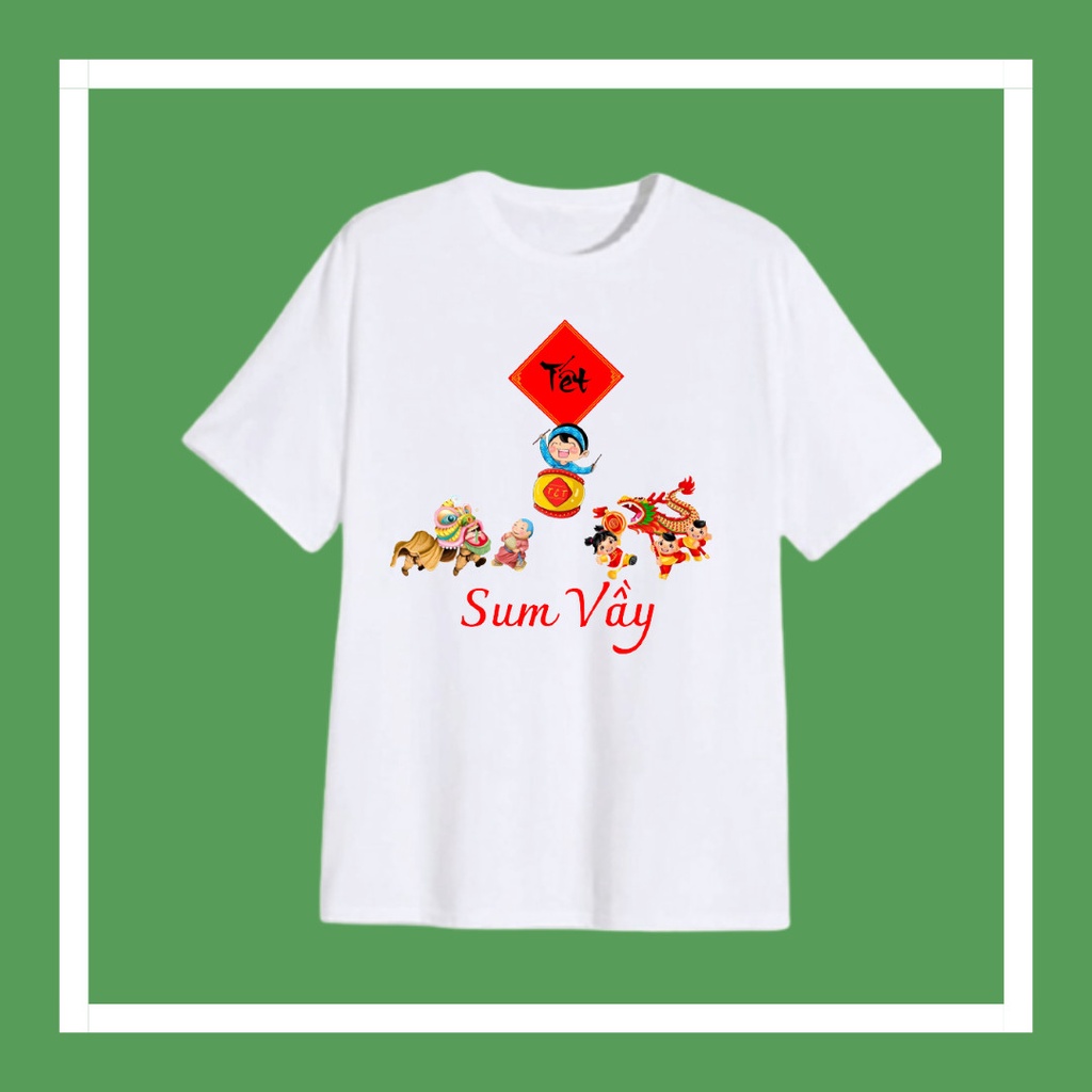 เสื้อยืดเด็กแขนสั้นสําหรับ Tet Reunion 2023 Spring Reunion ทุกขนาดตั้งแต่ 10kg ถึง 90kg
